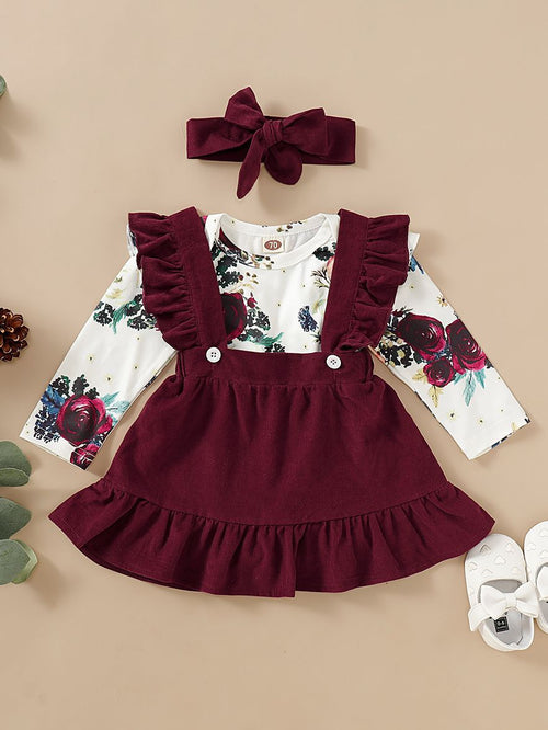 Baby Girl Floral Bodysuit Romper Set