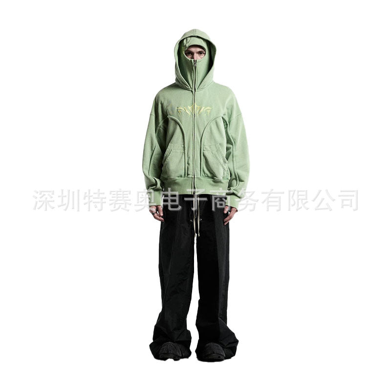 Men's High Street Loose Vintage Double Hood Hoodie | Oversized Streetwear Top