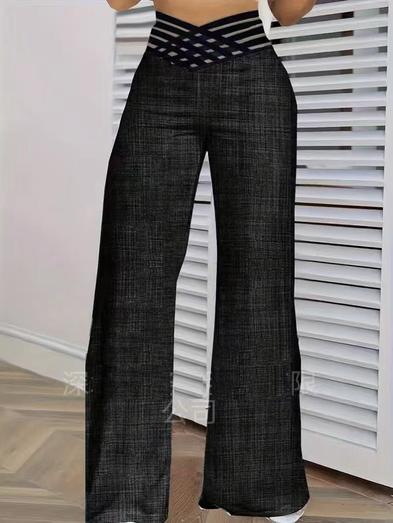 Women's High Waist Wide Leg Pants – Hollow Belt, Loose Fit, 10 Colors, S–3XL