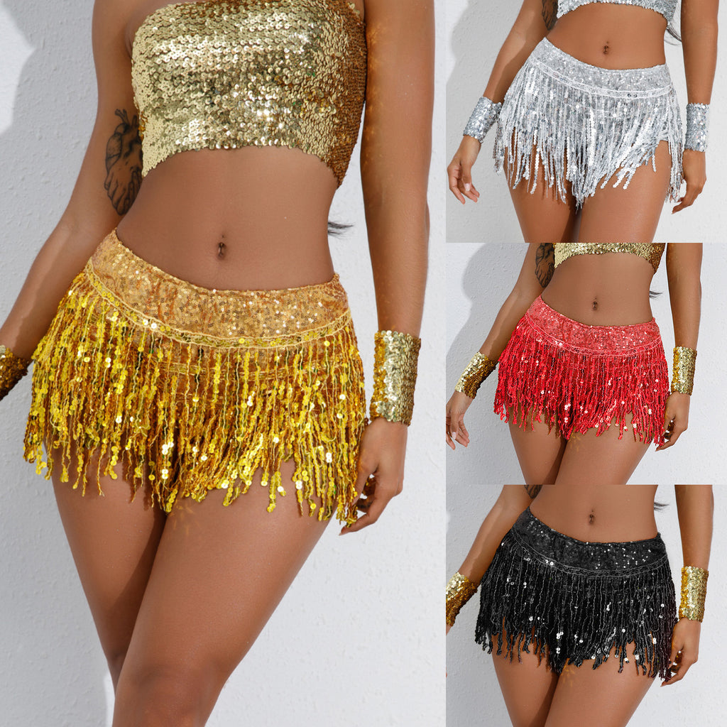 Women's Sequin Tassel Mini Skirt | Glam Stage & Nightout Style