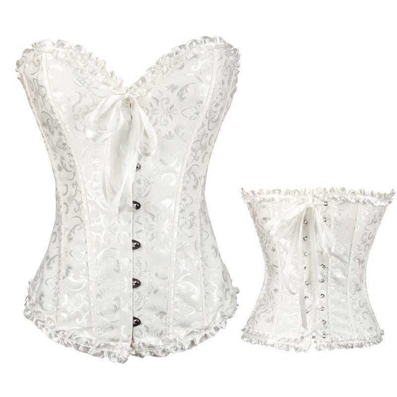 Women's Lace Fishbone Corset Top | Shaping & Gathering | 18 Colors, XS–6XL