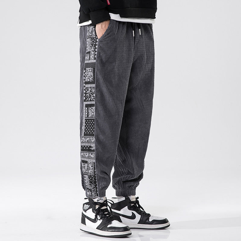 Men's Japanese Corduroy Stitching Casual Pants