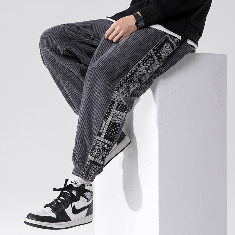 Men's Japanese Corduroy Stitching Casual Pants
