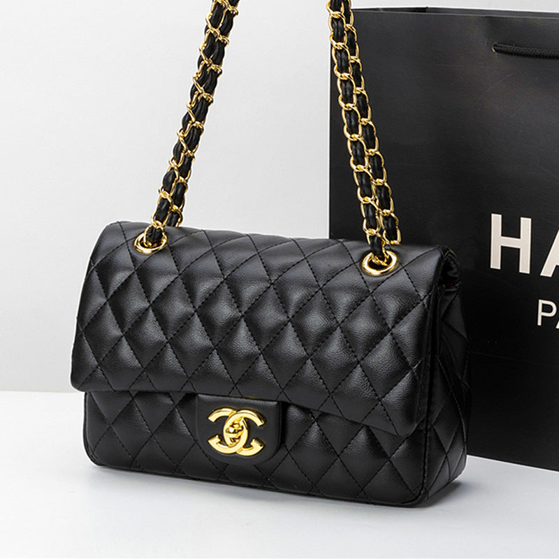 Quilted Leather Crossbody Bag – Chain Strap Designer-Inspired Style