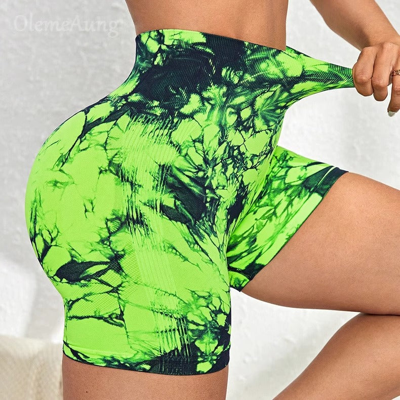 Women's High Waist Tie-Dye Yoga Shorts | Fitness & Activewear