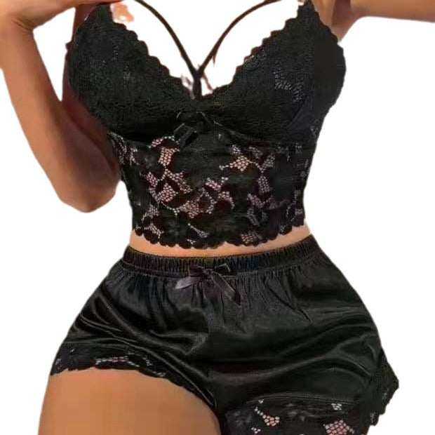 Women's Lace Trim Camisole & Shorts Pajama Set | 7 Colors | S–XXXL