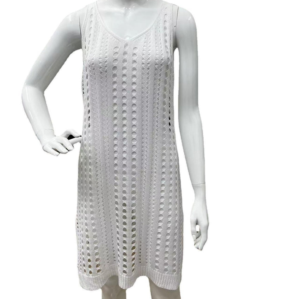 Women's Sheer Knit Split Hem Sleeveless Maxi Dress | Beach Cover-Up