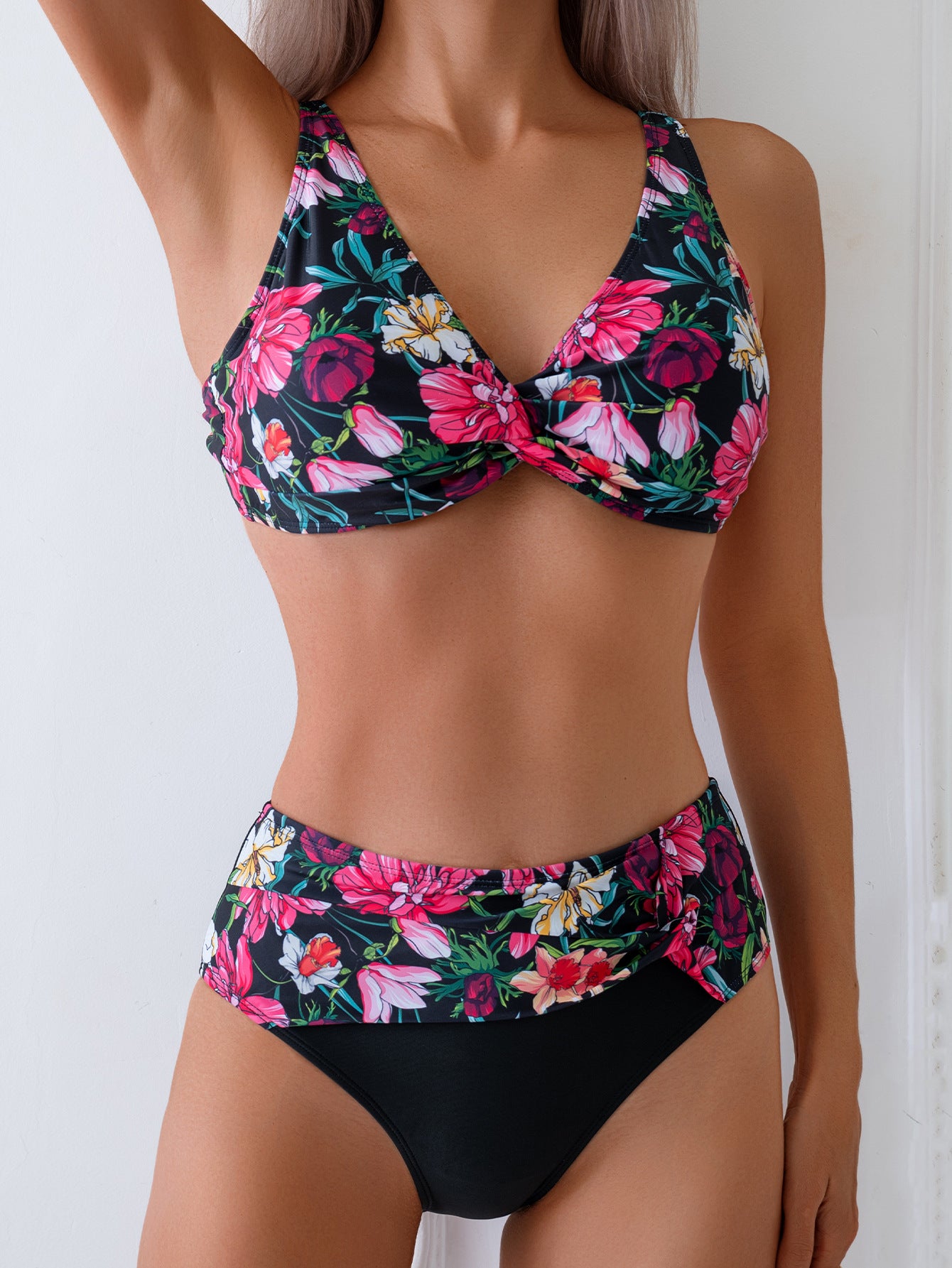 Printed Multi-color High Waist Swimsuit