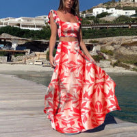 Women's Bohemian Printed Sleeveless Two-Piece Dress Set