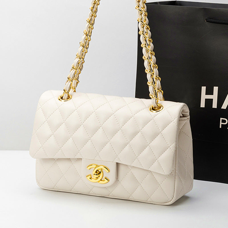 Quilted Leather Crossbody Bag – Chain Strap Designer-Inspired Style