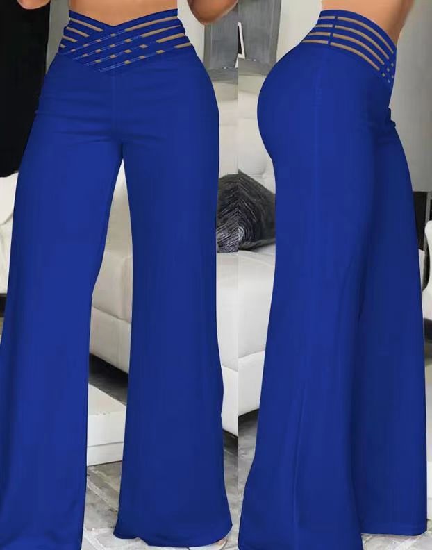 Women's High Waist Wide Leg Pants – Hollow Belt, Loose Fit, 10 Colors, S–3XL