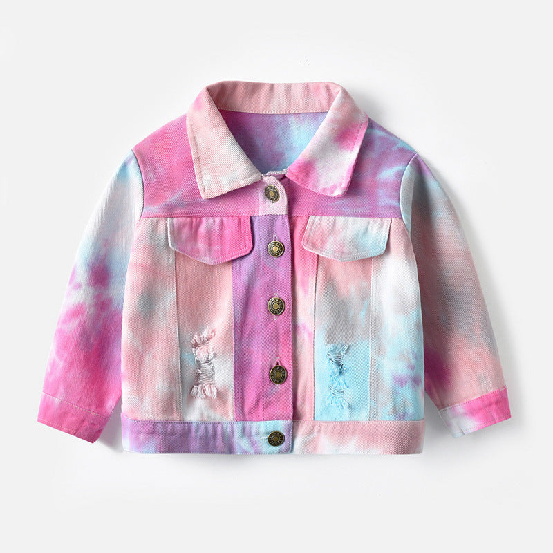 Kids' Tie-Dye Long Sleeve Denim Jacket