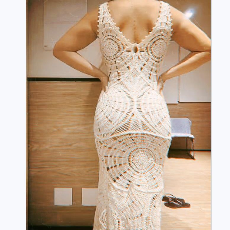 Women's Knit Cut-Out V-Neck Slim-Fit Midi Dress | Sexy Low-Cut Design