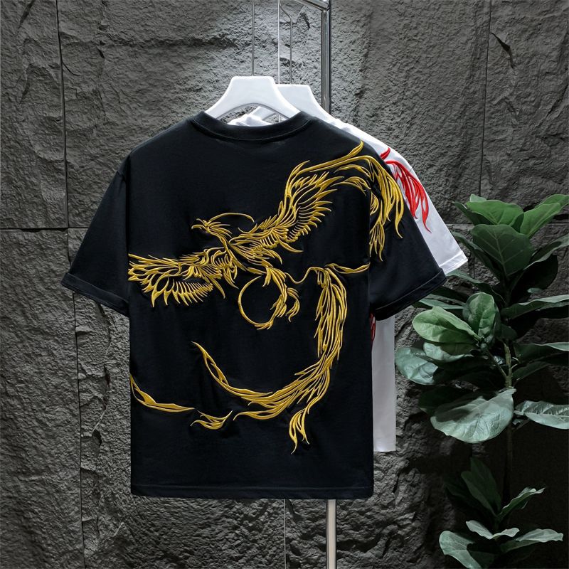 Phoenix Embroidered Crewneck T-Shirt For Men
