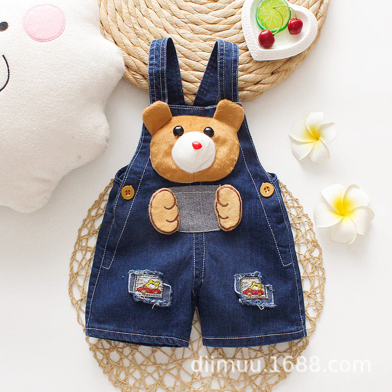 Baby & Toddler Suspender Denim Short Pants | Unisex Summer Climbing Shorts