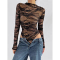 Women's Hollow Lace Long-Sleeve Slim Fit Top