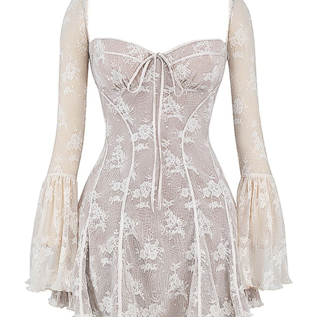 Women's  Lace-Up Chest Wrap Long Sleeve Dress