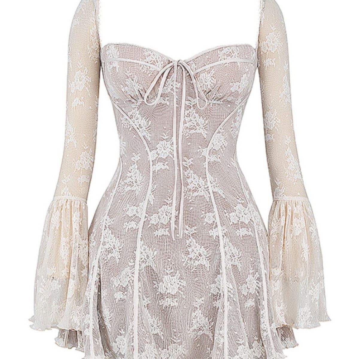 Women's  Lace-Up Chest Wrap Long Sleeve Dress