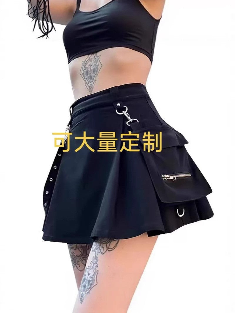 Women's High Waist Pleated Punk Irregular Skirt