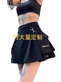 Women's High Waist Pleated Punk Irregular Skirt