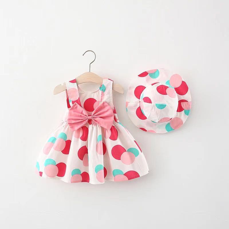 Baby Girls' Korean Cotton Princess Dress | Strawberry & Polka Dot Print