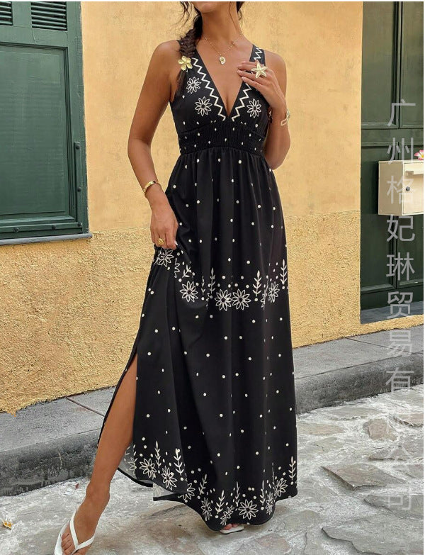 Women's Elegant V-Neck Maxi Dress