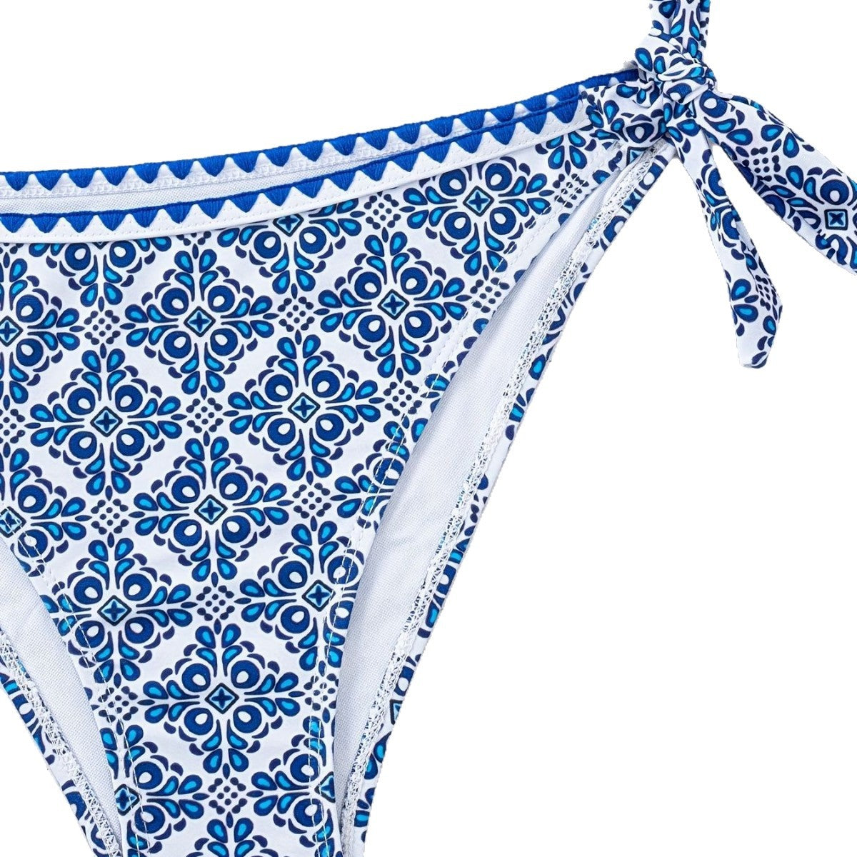 Women's Royal Blue Floral Print Two-Piece Bikini Set