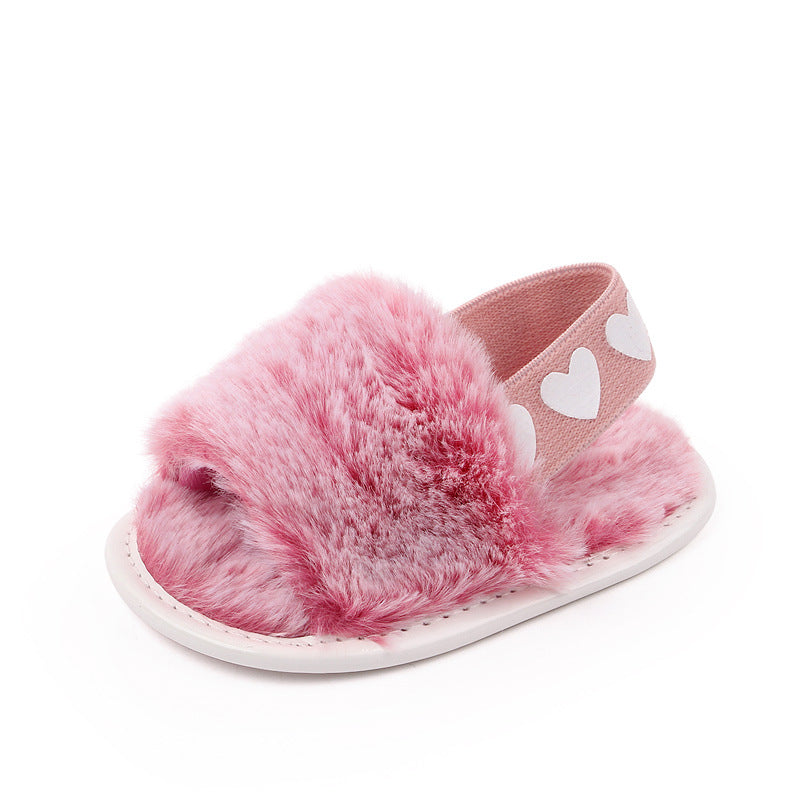 Baby Elastic Fluffy Sandals | Tie-Dye Soft Sole Toddler Shoes