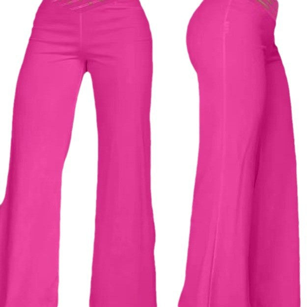 Women's High Waist Wide Leg Pants – Hollow Belt, Loose Fit, 10 Colors, S–3XL