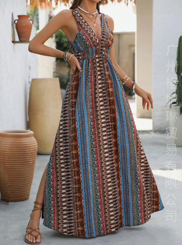 Women's Elegant V-Neck Maxi Dress
