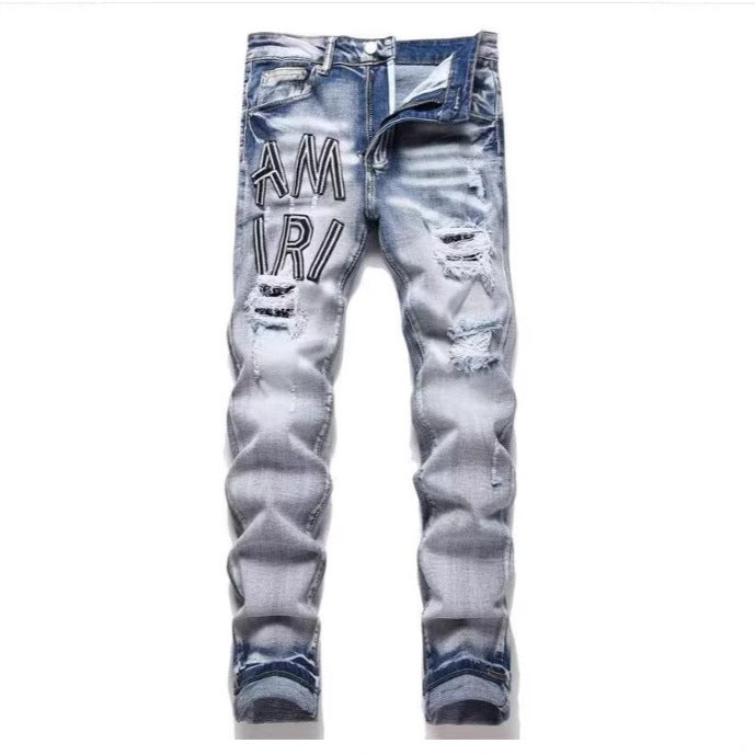 Men's Punk Retro Ripped Slim-Fit Stretch Printed Jeans | 11 Styles, Sizes S–3XL