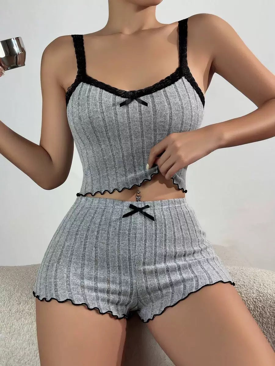 Women's Lace-Trim Camisole & Shorts Pajama Set | 5 Colors, S–XL