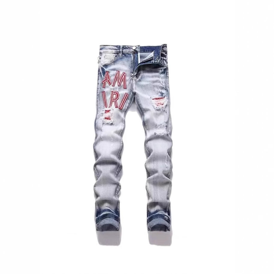 Men's Punk Retro Ripped Slim-Fit Stretch Printed Jeans | 11 Styles, Sizes S–3XL
