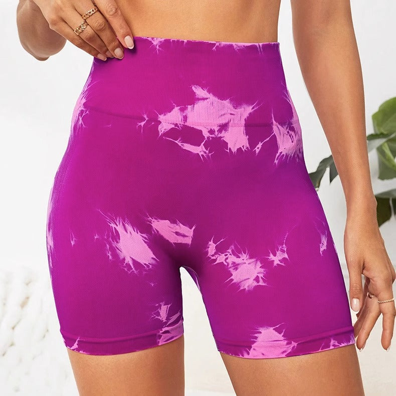 Women's High Waist Tie-Dye Yoga Shorts | Fitness & Activewear
