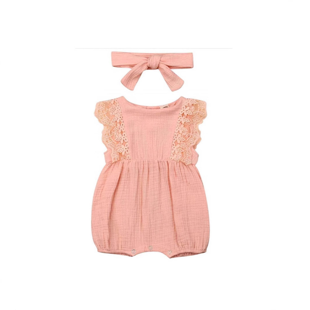 Infant Girl Sleeveless Lace Wrap Dress | Climbing Romper Dress
