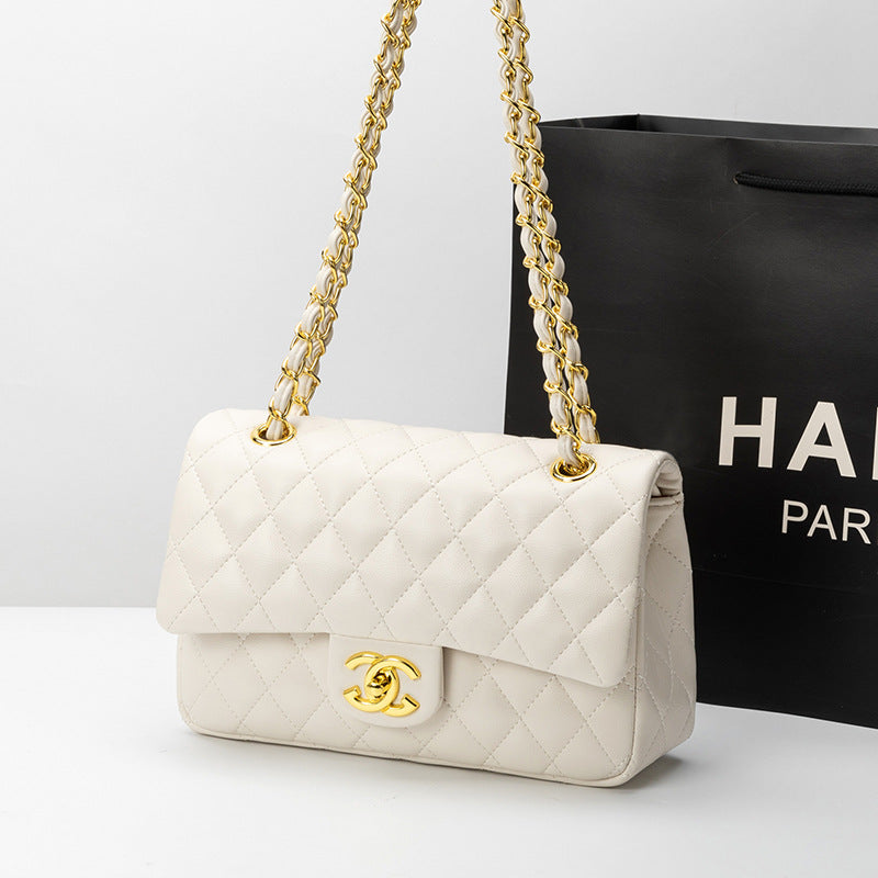 Quilted Leather Crossbody Bag – Chain Strap Designer-Inspired Style