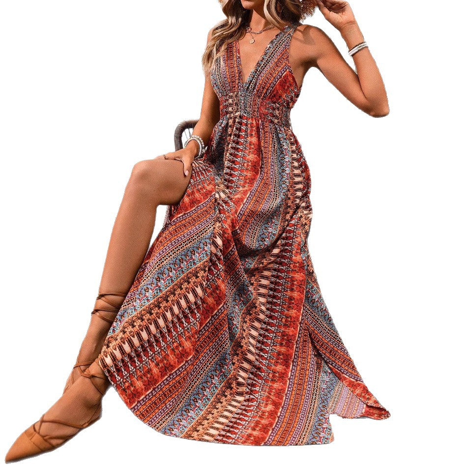 Women's Elegant V-Neck Maxi Dress