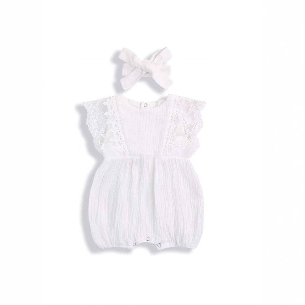 Infant Girl Sleeveless Lace Wrap Dress | Climbing Romper Dress
