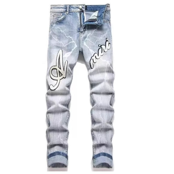 Men's Punk Retro Ripped Slim-Fit Stretch Printed Jeans | 11 Styles, Sizes S–3XL