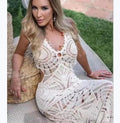 Women's Knit Cut-Out V-Neck Slim-Fit Midi Dress | Sexy Low-Cut Design