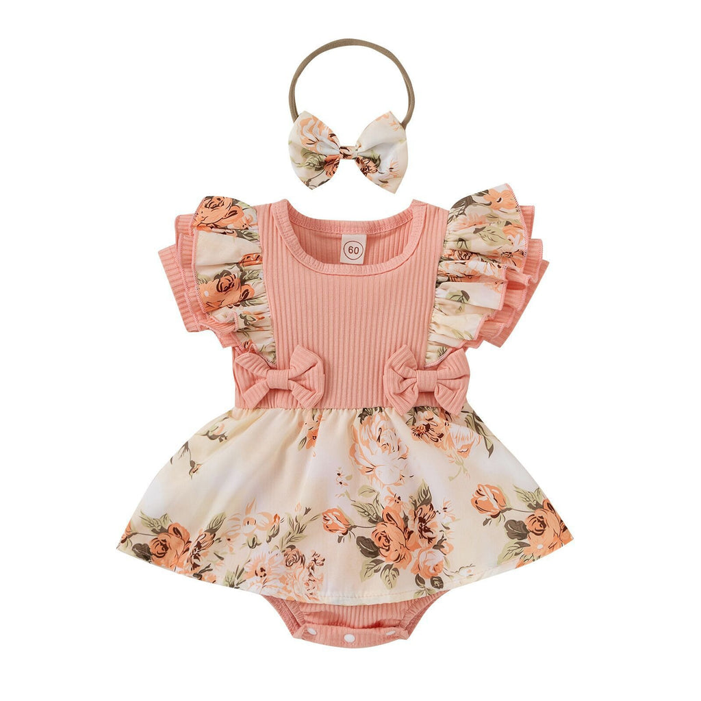Baby Girl Lace Bow Triangle Romper Dress