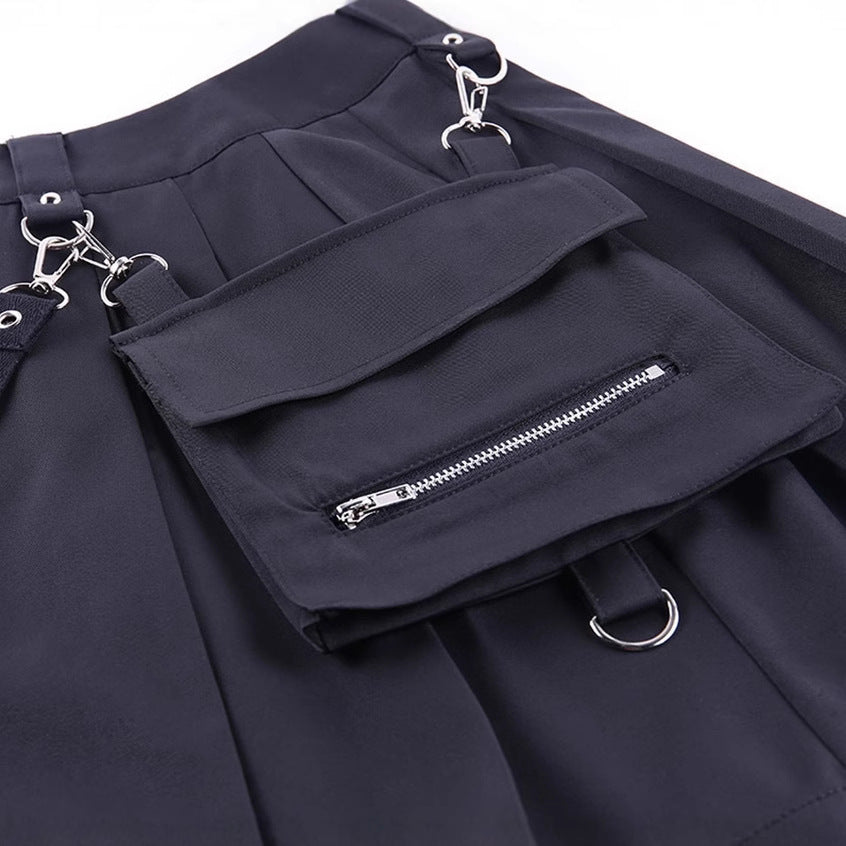 Women's High Waist Pleated Punk Irregular Skirt