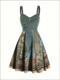 Women's Peacock Green Floral Strapless Midi Dress – Elegant Summer Style