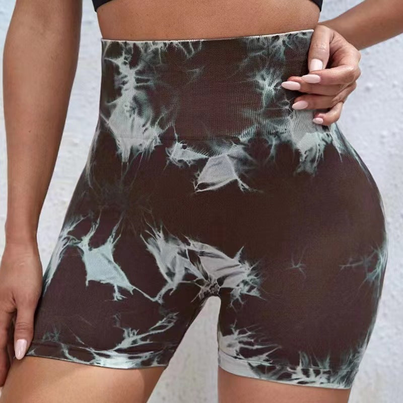 Women's High Waist Tie-Dye Yoga Shorts | Fitness & Activewear