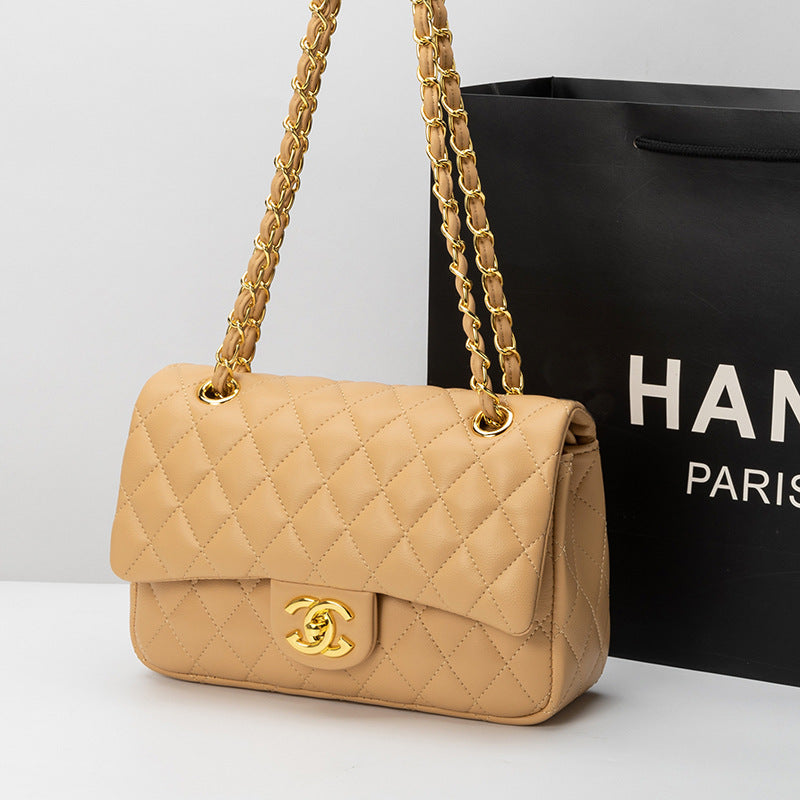 Quilted Leather Crossbody Bag – Chain Strap Designer-Inspired Style