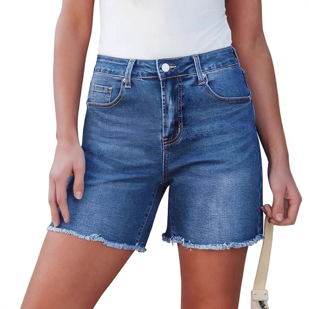 Women's Slim-Fit Denim Shorts – Navy Blue | Sizes S–XXL