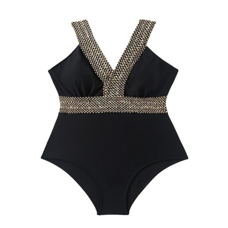 Women's Plus Size Color Block One-Piece Swimsuit
