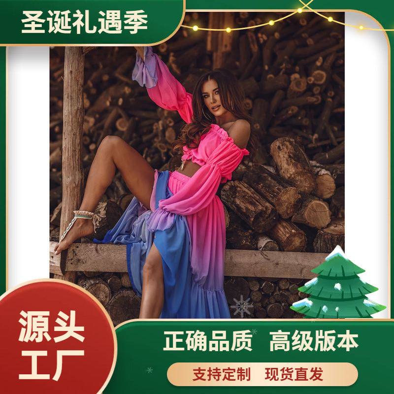 Women's Sexy Printed Sheer Skirt Suit Set