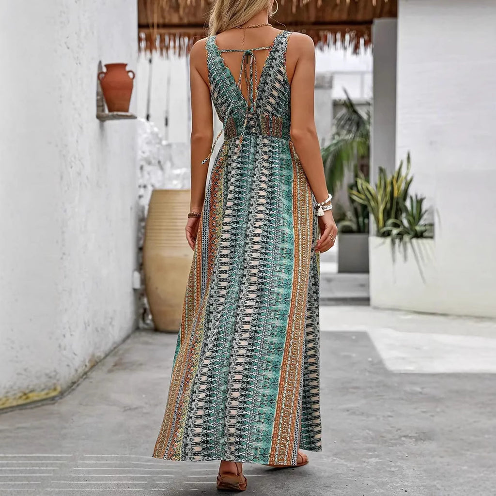 Women's Elegant V-Neck Maxi Dress