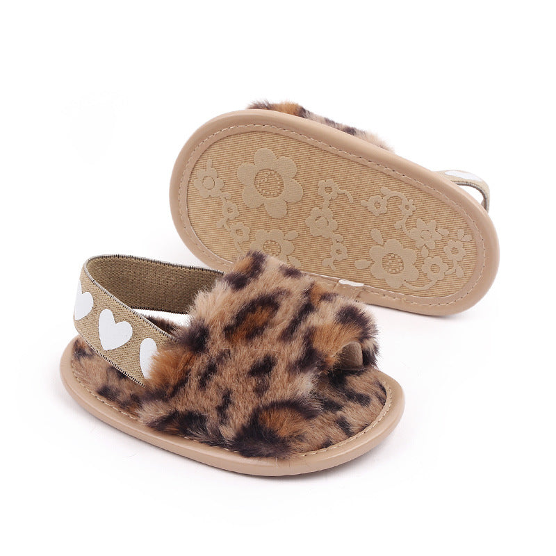 Baby Elastic Fluffy Sandals | Tie-Dye Soft Sole Toddler Shoes